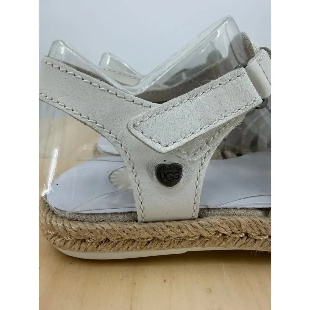 UGG Gretel Sandals White Leather Sandals NEW Authentic Size 9 Summer